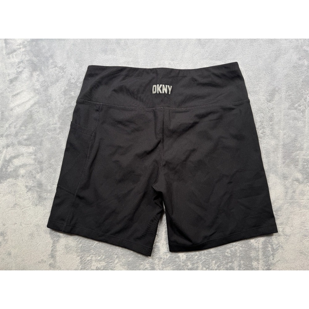 DKNY Athletic Bike Shorts Womens XL Black High Rise Stretch Gym Training Workout